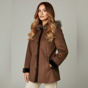 Vintage Tower by London Fog Faux Fur Trimmed Women's Coat